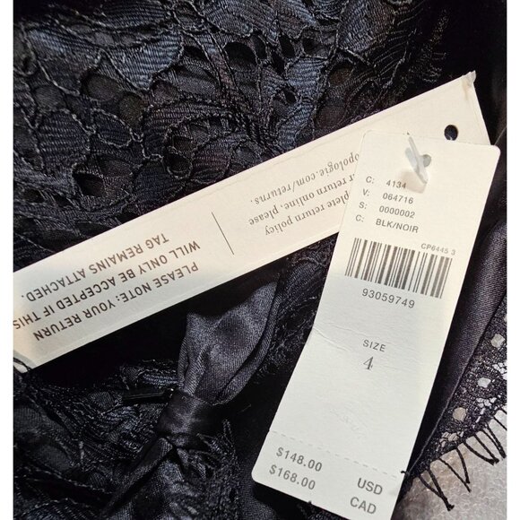 Anthropologie Womens 4 Black Long Sleeve Lace Shorts Romper NWT - Picture 7 of 16